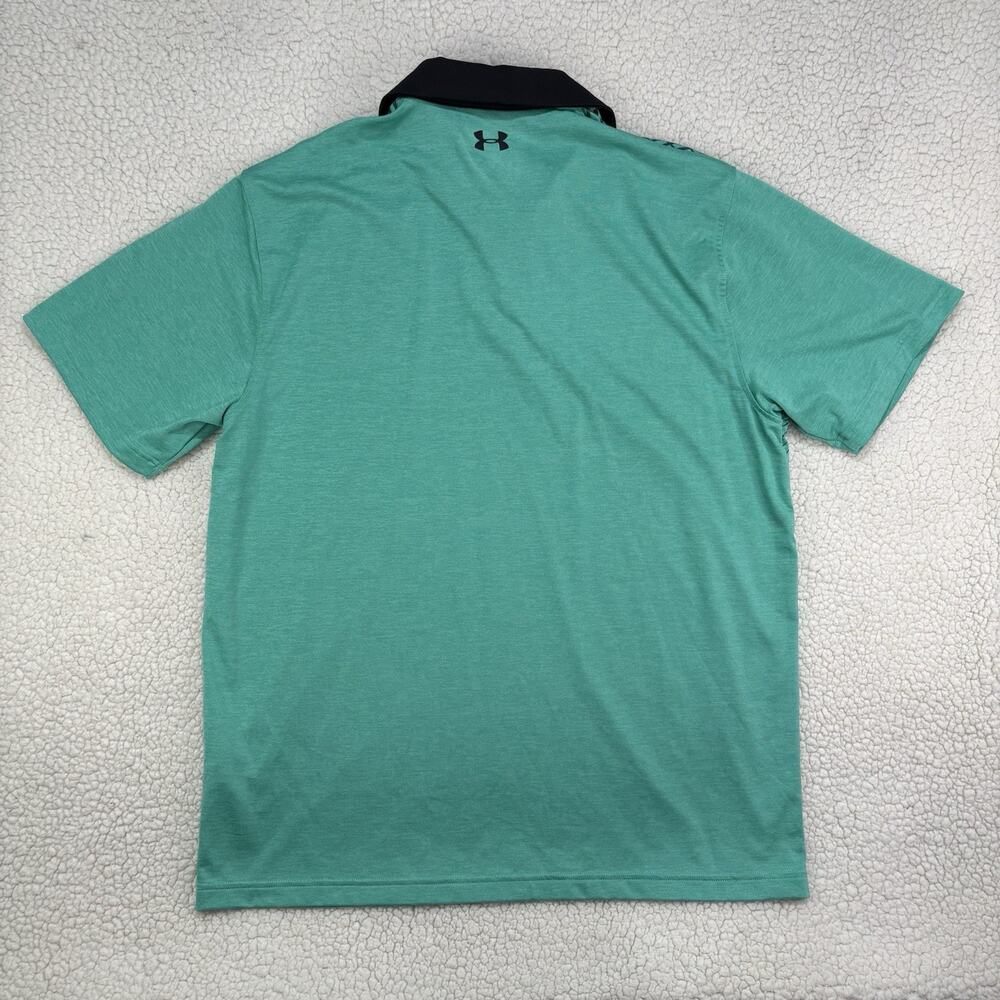 Under Armour Shirt Playoff Polo Turquoise Black Stripes Performance Mens XL Golf - Picture 4 of 6